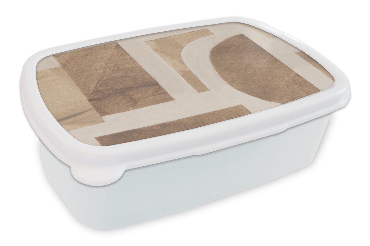 MuchoWow Lunchbox Formen - Abstrakt - Puzzle - Holz, Kunststoff, (2-tlg), Brotbox für Kinder und Erwachsene, Brotdose, für Jungs und Mädchen weiß