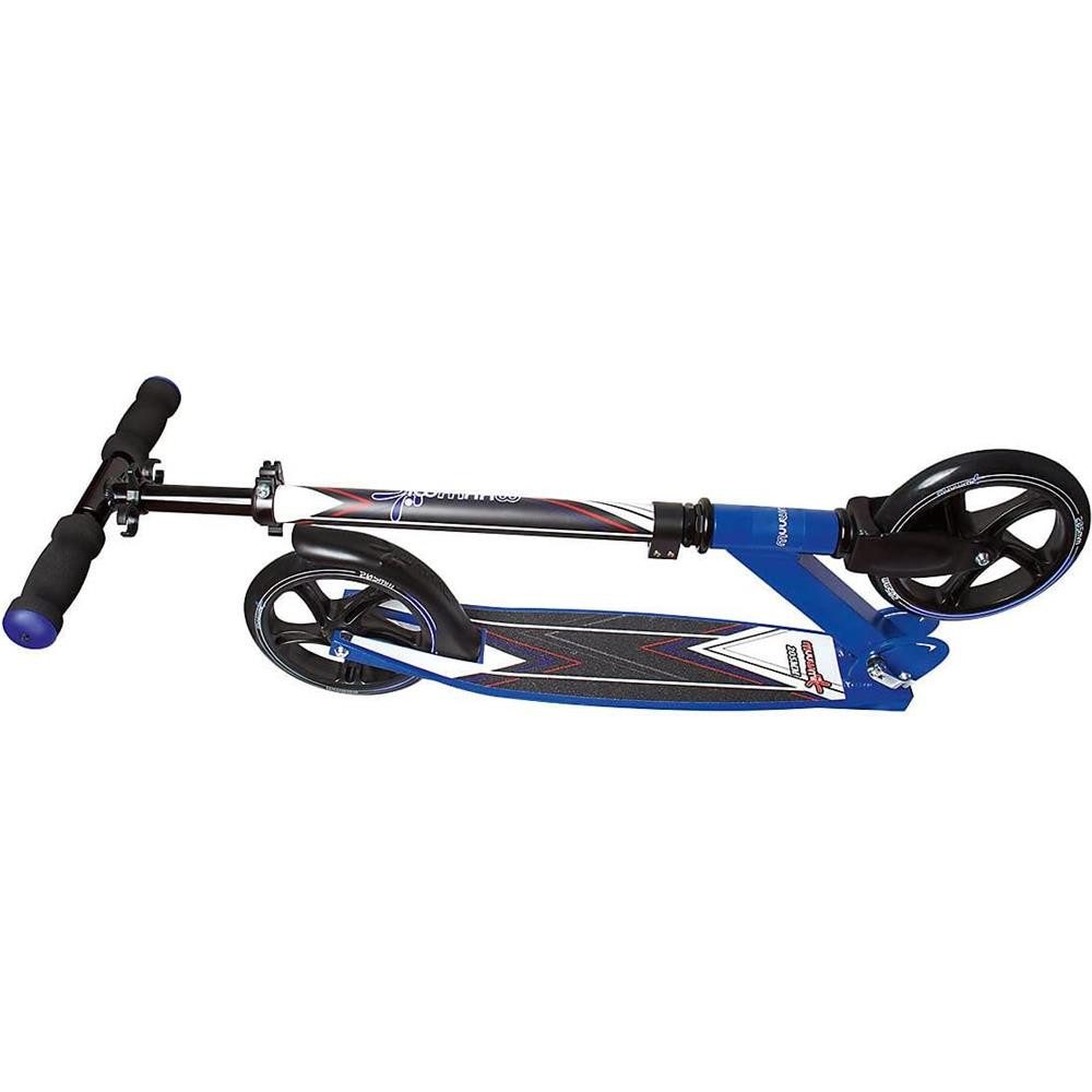 Muuwmi Cityroller Aluminium Scooter 205mm blau Tretroller für Kinder und Erwachsene, Optimierter Klappmechanismus und klappbarer Seitenständer