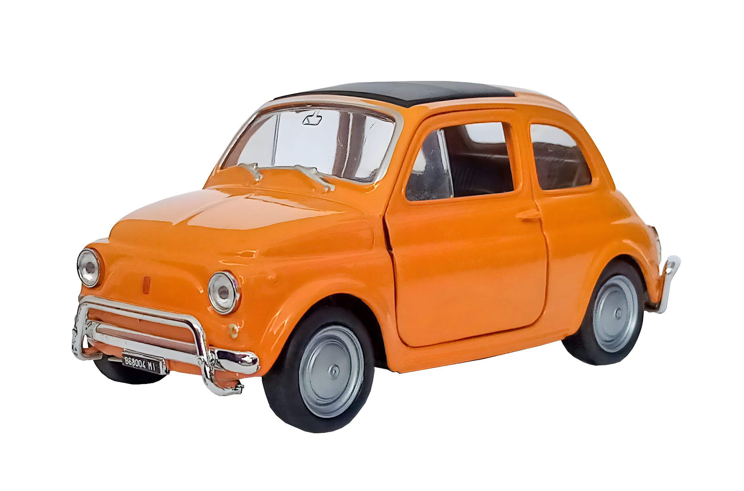 Welly Modellauto FIAT NUOVA 500 Modellauto Metall Rückzug Modell Auto 83  (Orange), Spielzeugauto WELLY Kinder Geschenk