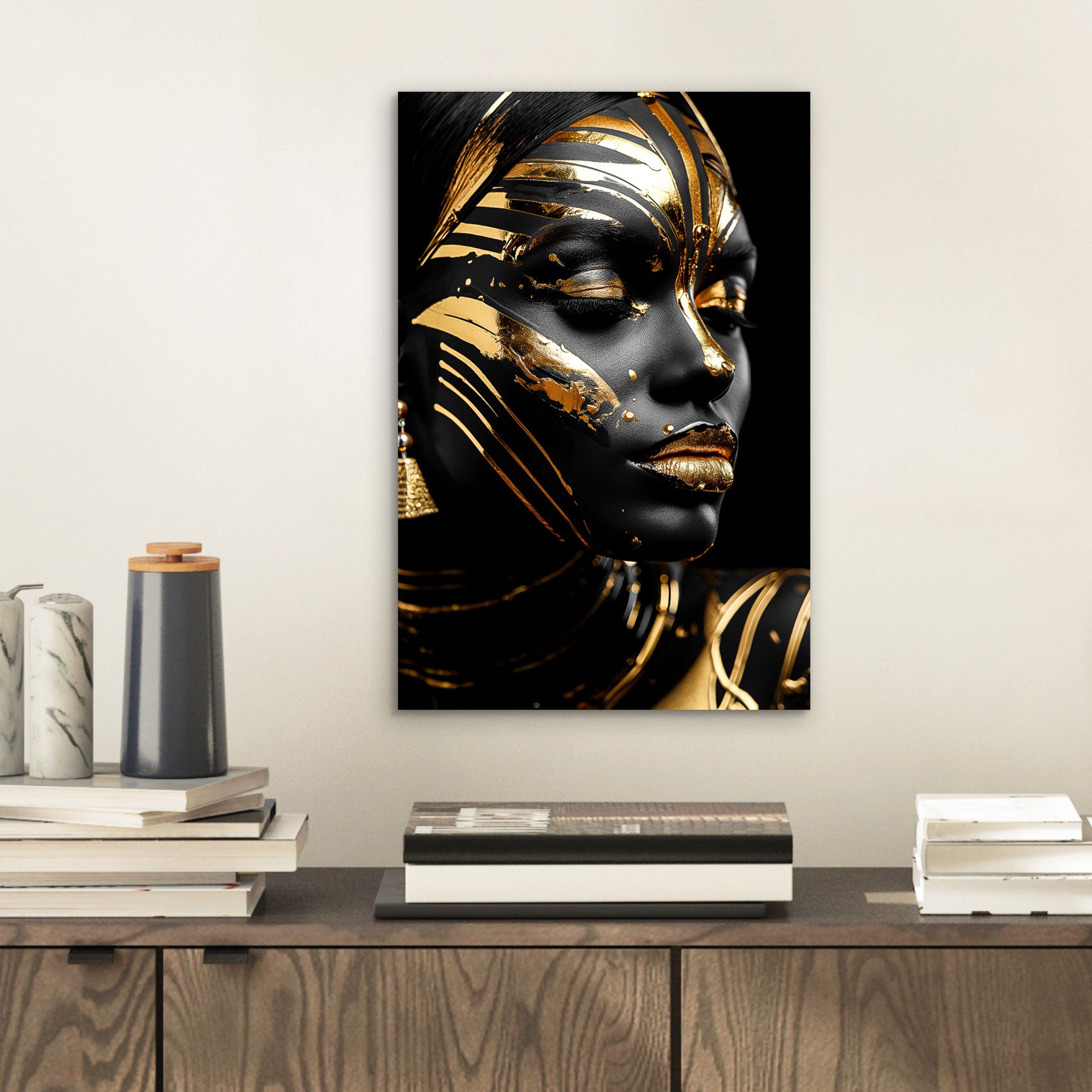 MuchoWow Metallbild Frau - Gold - günstig online kaufen