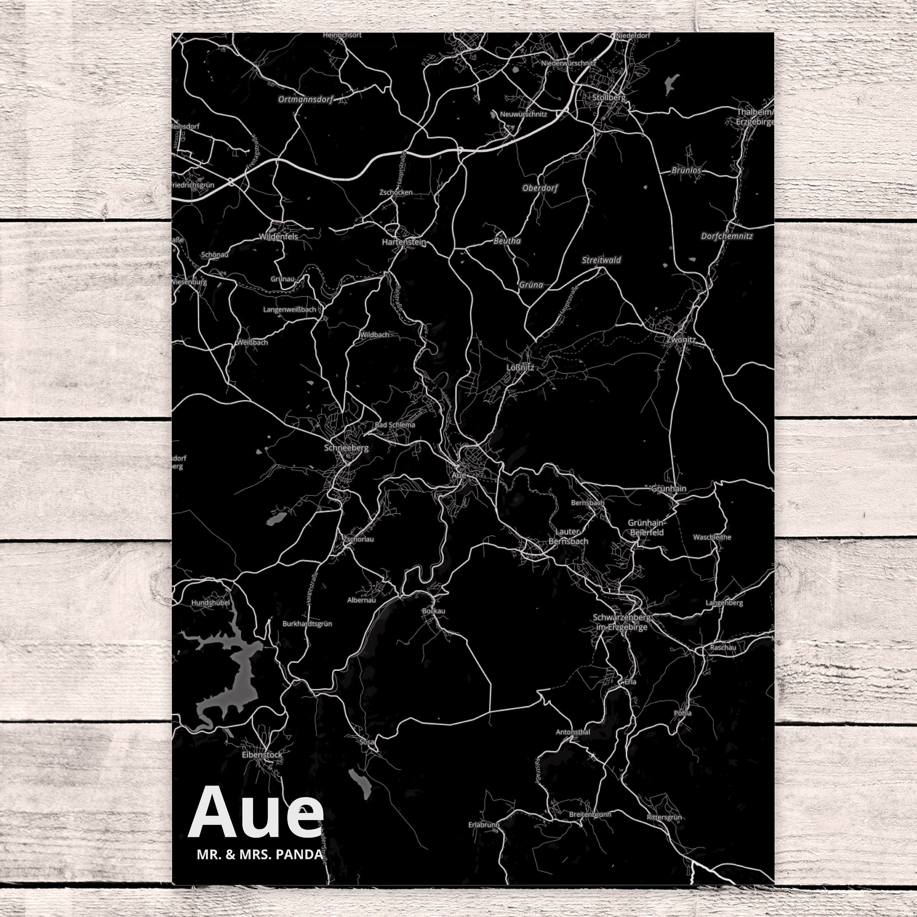 Mr. Aue Karte - Landkarte Stadtplan, Grußkarte Postkarte Panda Mrs. Geschenk, Stadt Map & Dorf