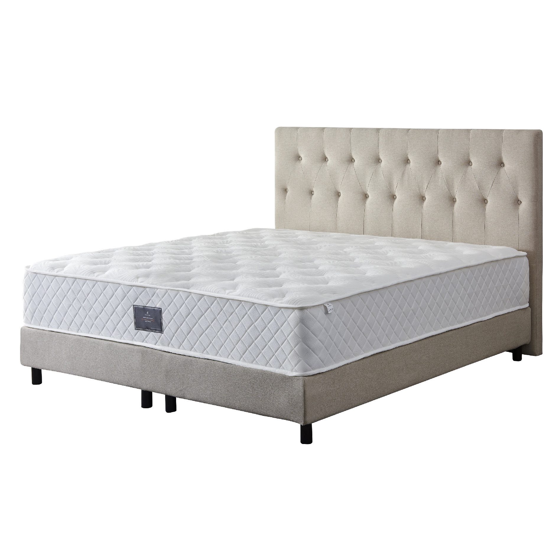V6 Boxspringbett 211 Polsterbett bis 200x200 cm, Gestepptes Kopfteil, Ohne Matratze