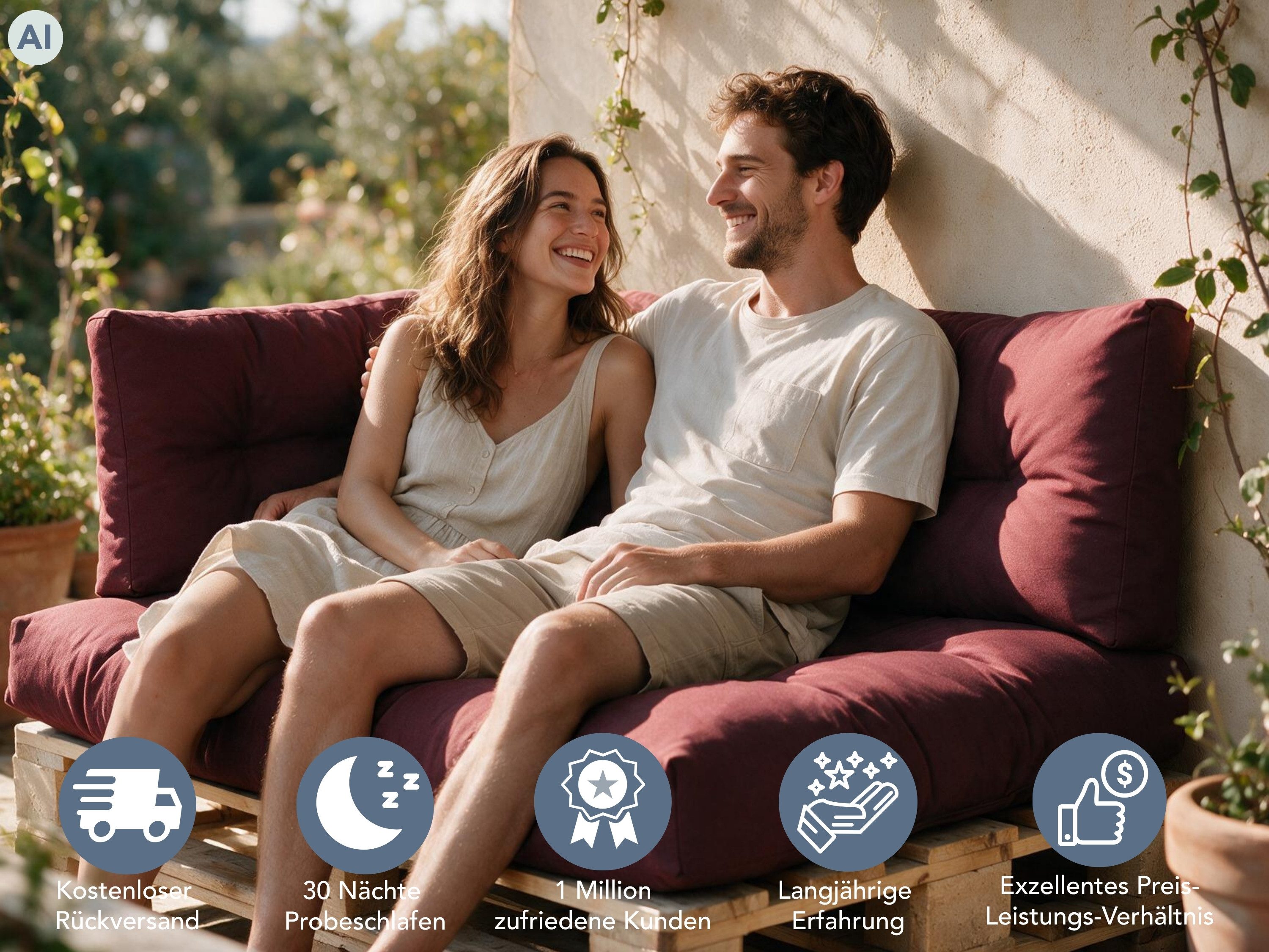 XDREAM Palettenkissen Sitzkissen, Rückenkissen und Seitenkissen (Einzeln oder als Set), passend für handelsübliche Europaletten/ Indoor & Outdoor geeignet – Bild 4 von 5
