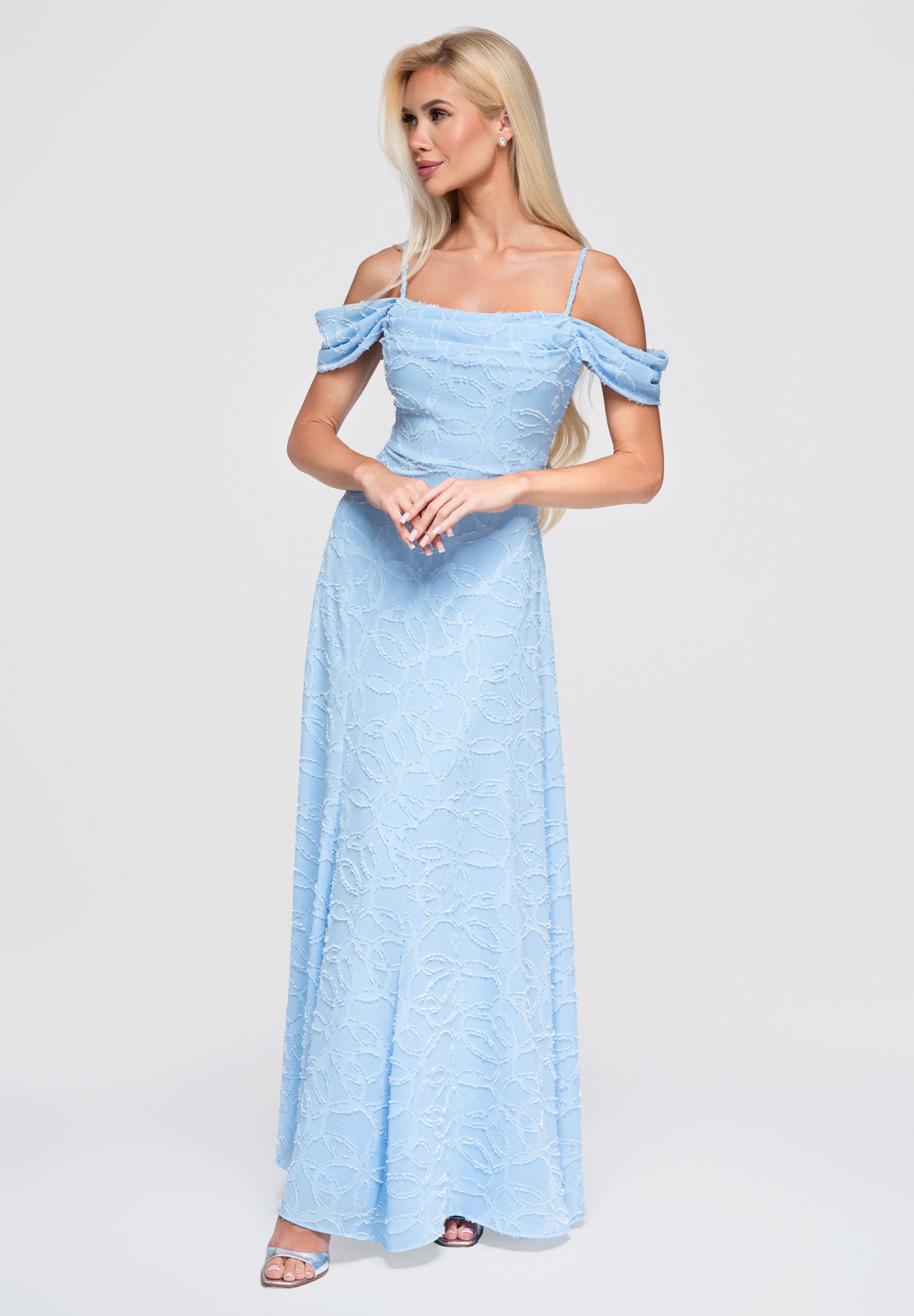 OMBRE Abendkleid Damen Abendkleid mit elegantem Schnitt Blau XL (kein Set, 1-tlg)