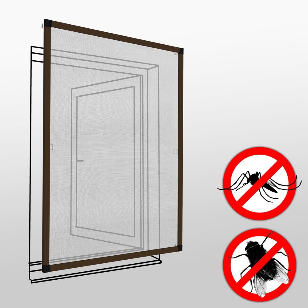 braun Fensterrahmen tectake für Fliegengitter Insektenschutz-Fensterrahmen