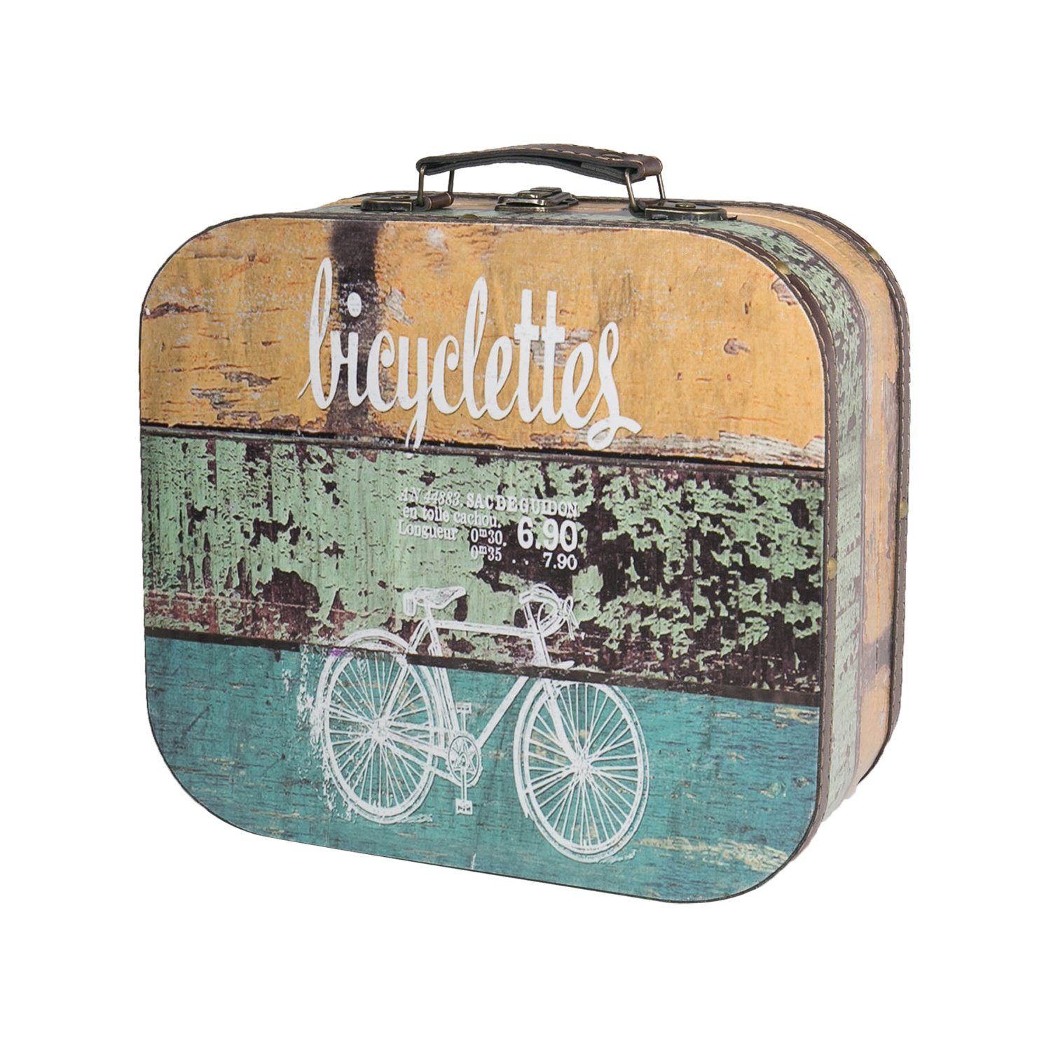 HMF Aufbewahrungsbox Vintage Koffer (1 St), aus Holz, Deko Fahrrad, 25 x  21,5 x 8,5 cm