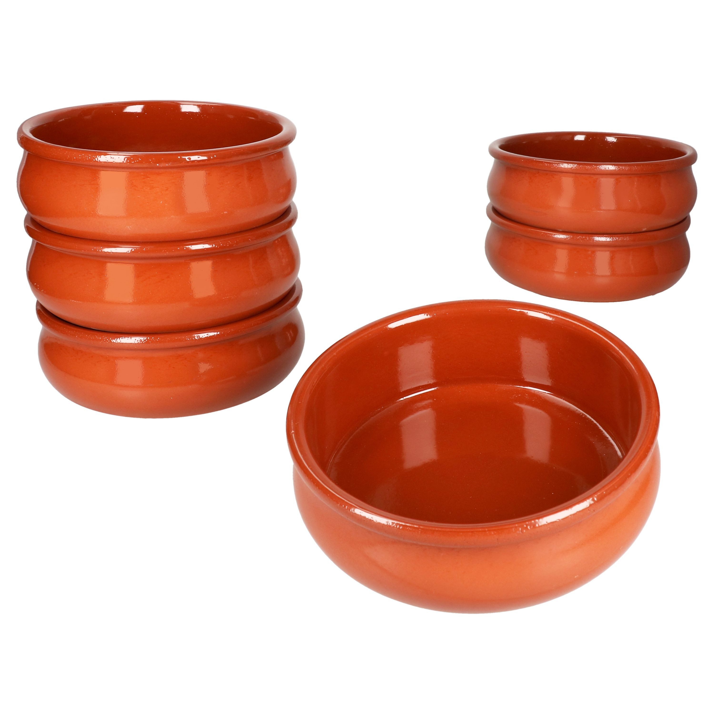 MamboCat Tapas-Schale 6x BERLIN Cazuela Schale bauchig Ø18,5cm Tonware Gr.L mediterran, Ton