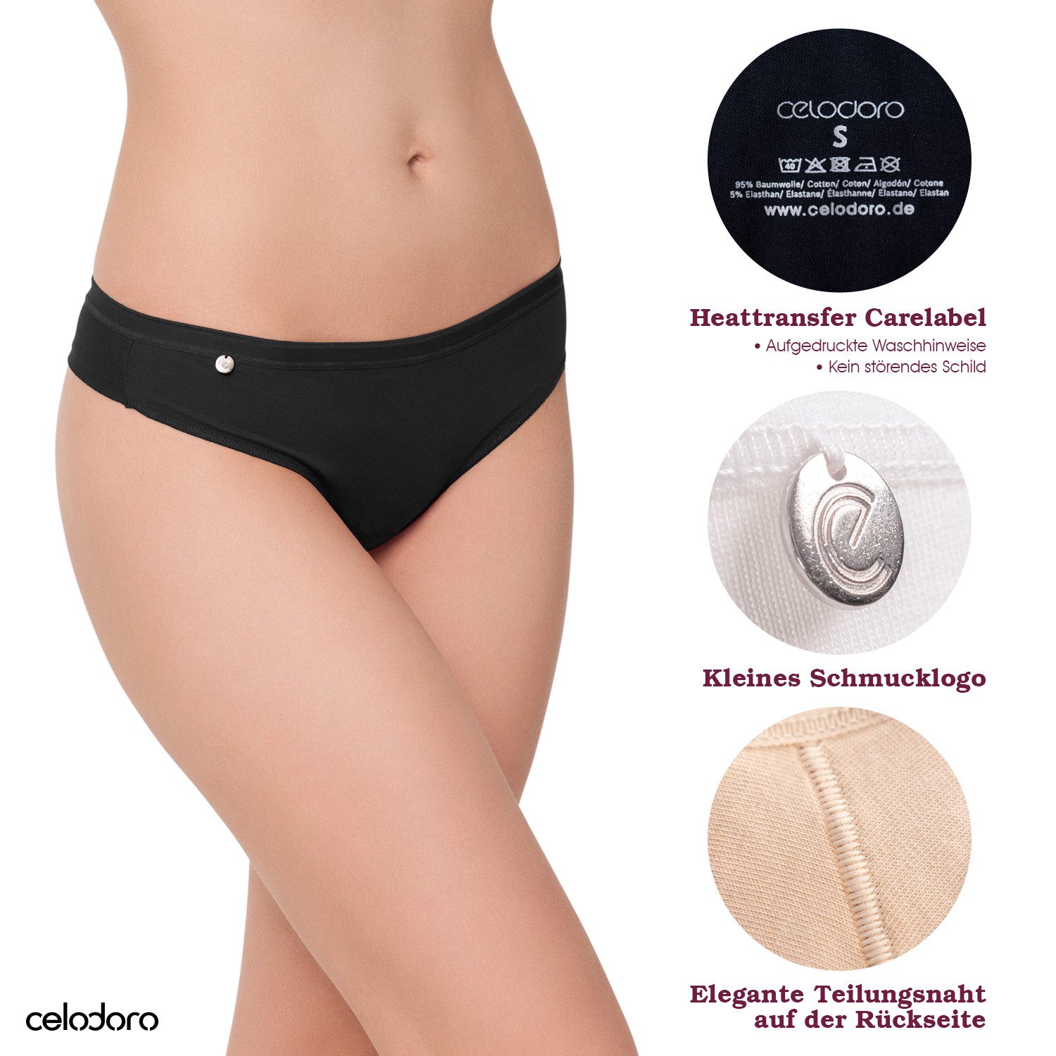 celodoro Tanga Damen Basic String Tanga (3er Pack) Mini-Slip