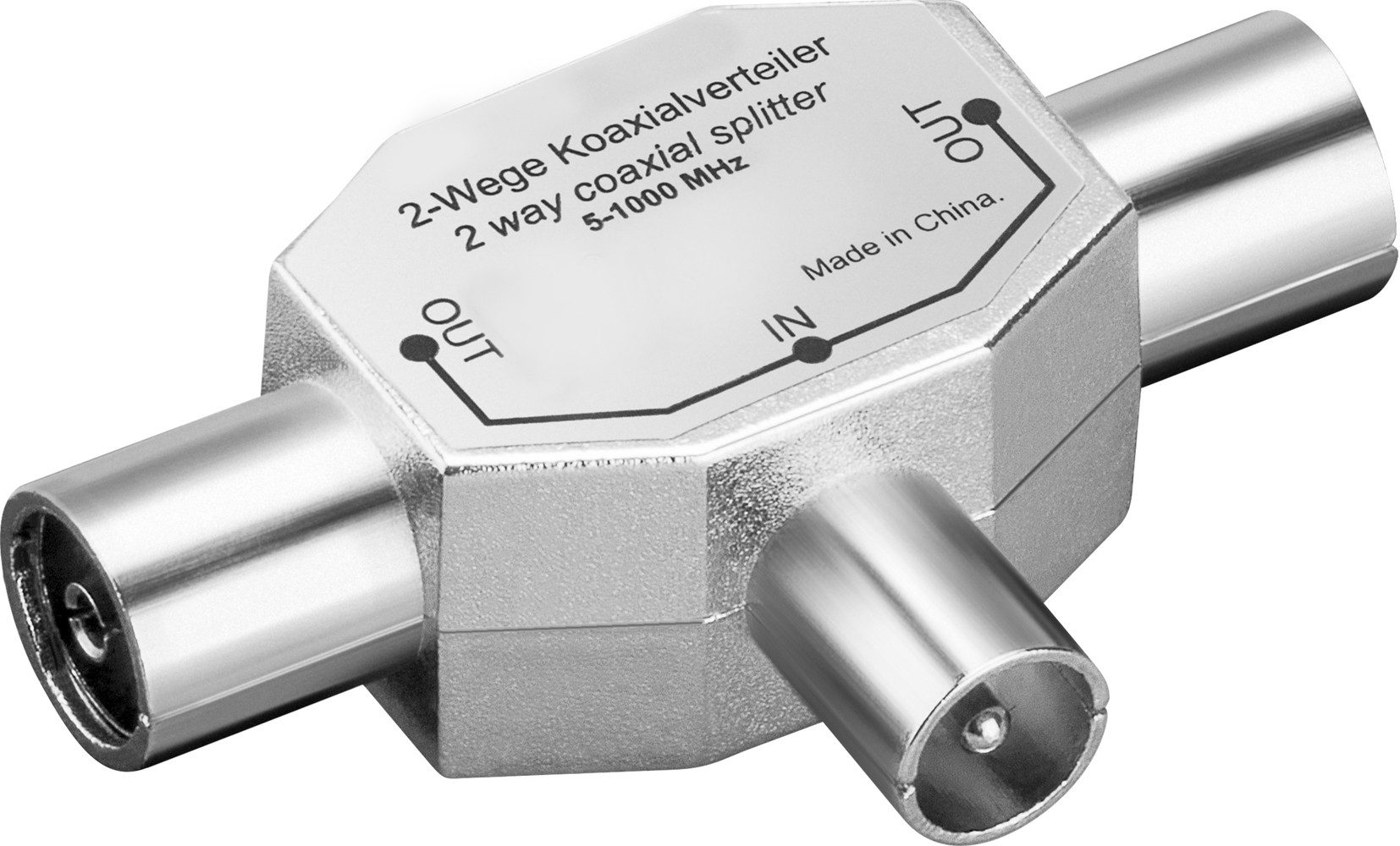 Antennenverteiler / T-Adapter, 2x IEC/Koax-Buchse - IEC/Koax-Stecker, Audio- & Video-Adapter