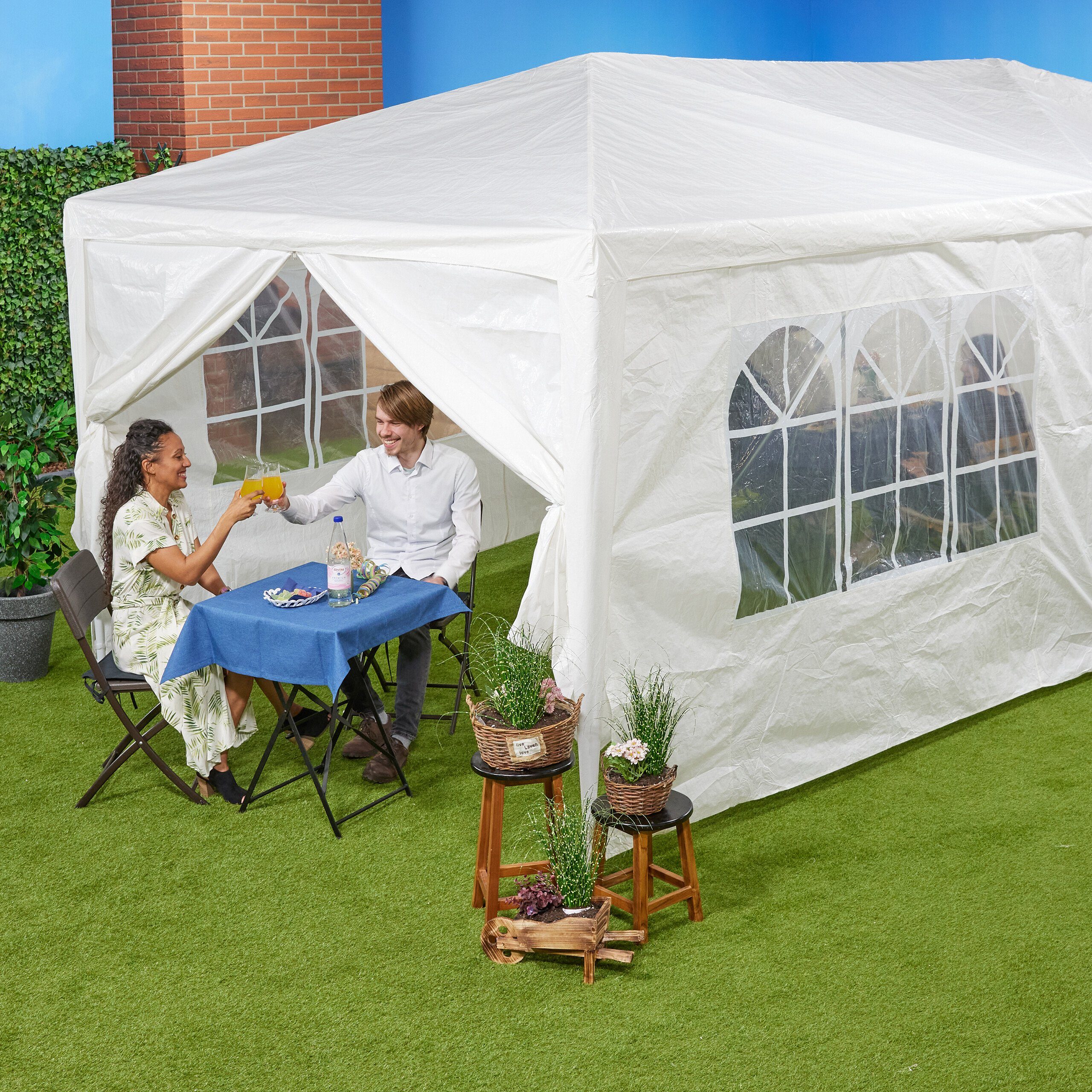 relaxdays Pavillonseitenteil Weiße Pavillon Seitenteile im günstig online kaufen