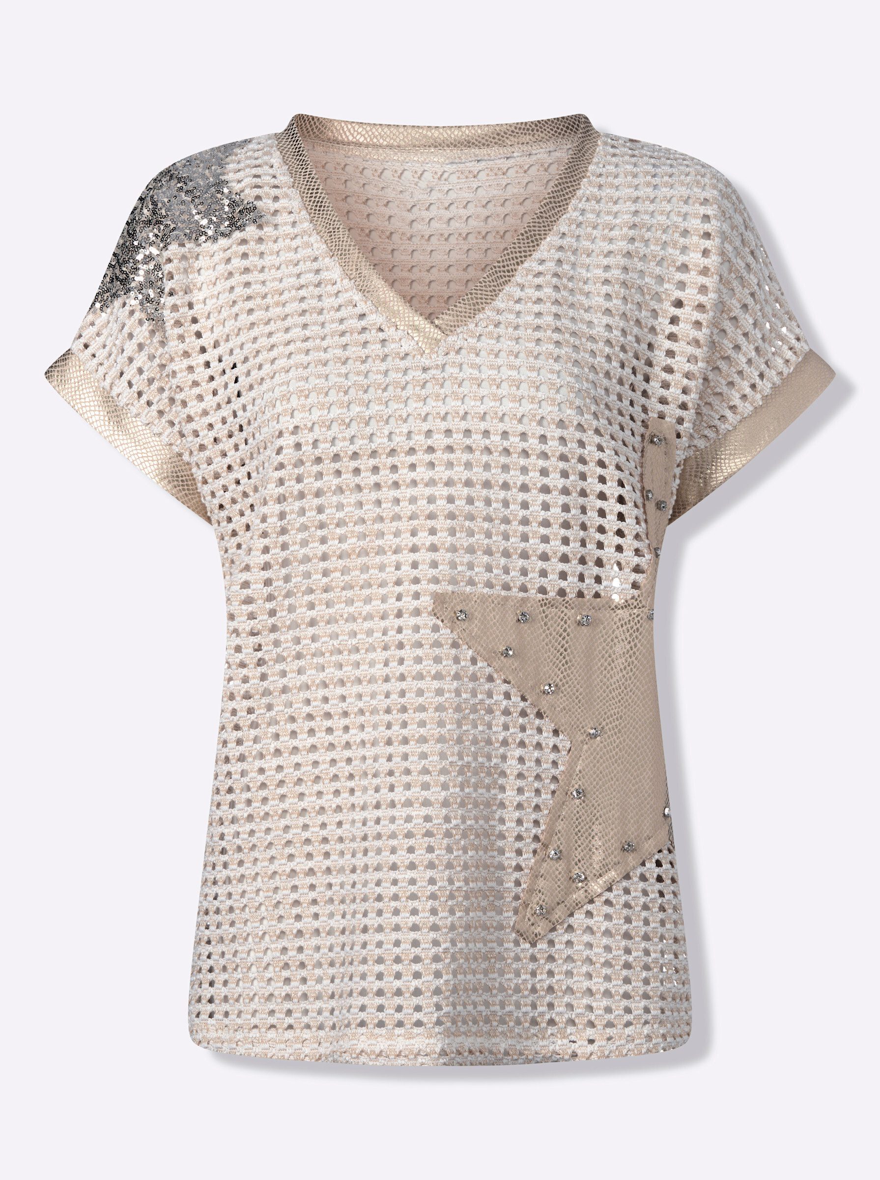 heine Strickpullover Pullover Kurzarm Ajour