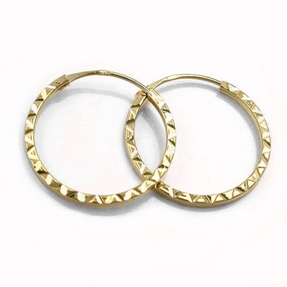 Paar Creolen Creole aus 375 Gelbgold, diamantiert, Damen