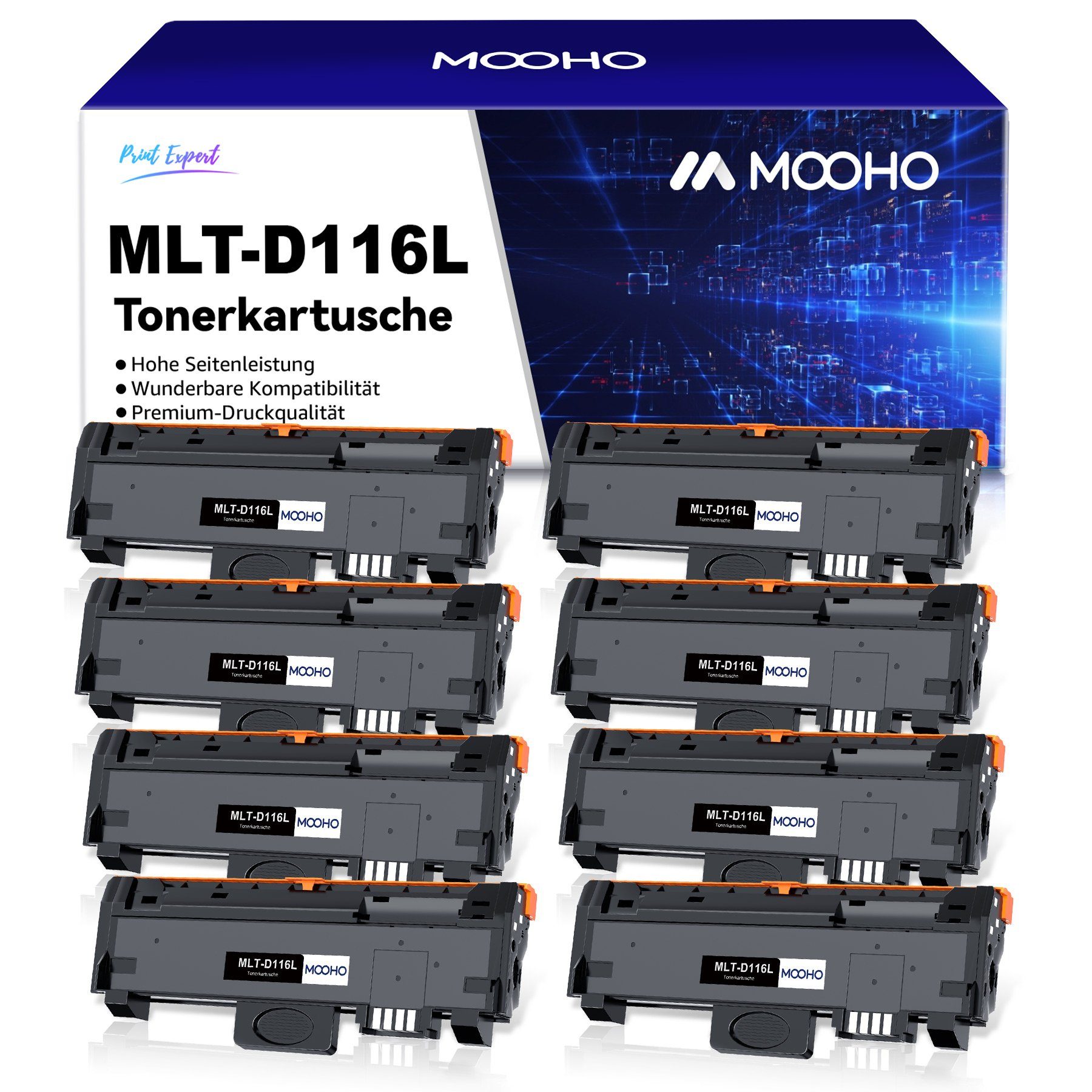 MOOHO M2875 M2675 8-St), Tonerpatrone M2825 Schwarz M2885FW M2835 Schwarz-8x für 6x (6, M2825DW MLT-D116L M2885 Kompatibel MLT-D116S,