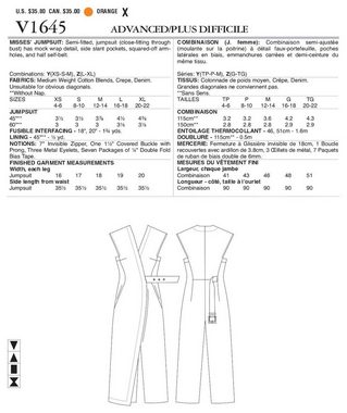 H-Erzmade Kreativset Vogue® Patterns Papierschnittmuster Jumpsuit V1645