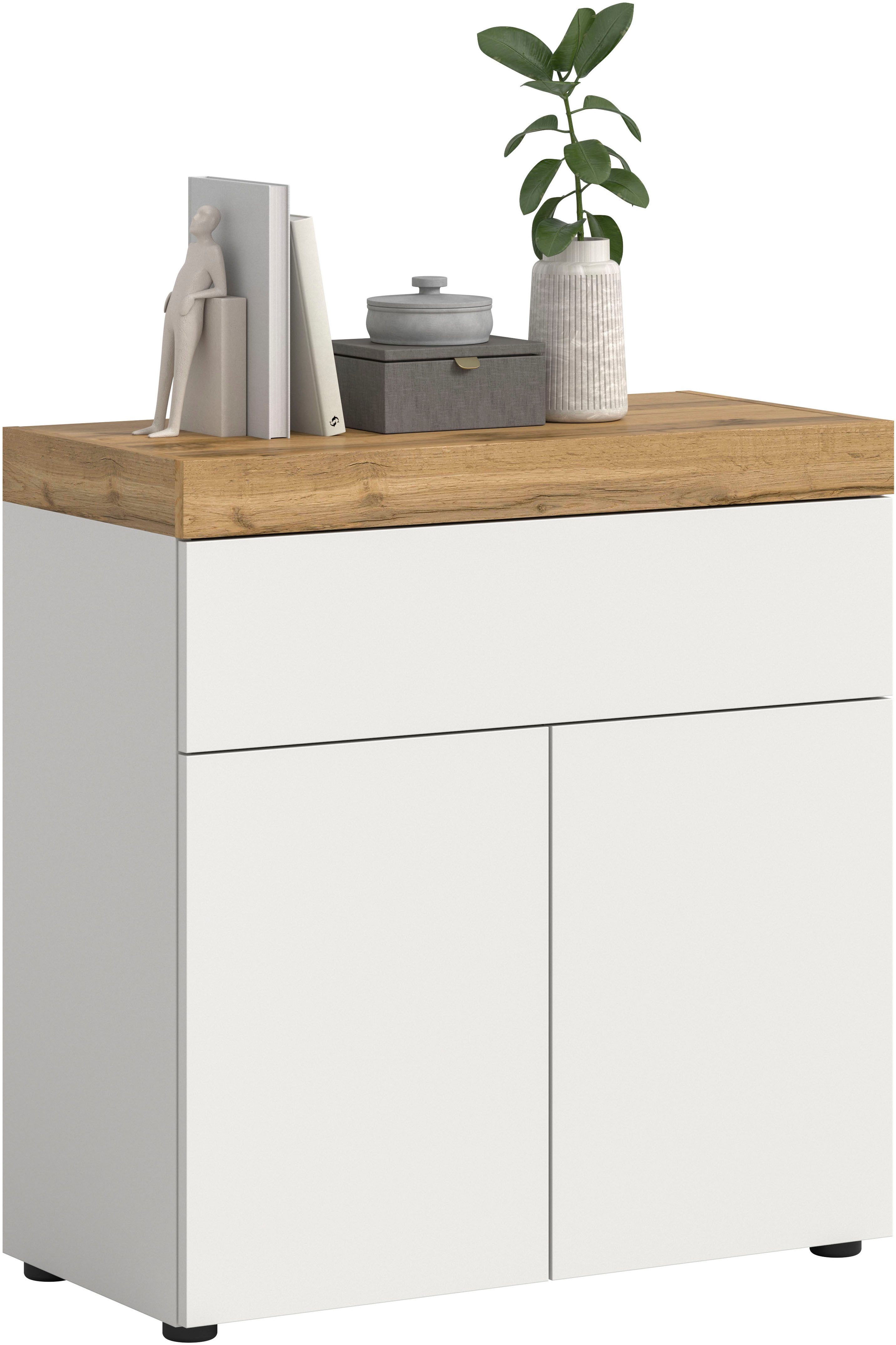 OTTO home Kommode MAMBO, TOPSELLER!, Breite 77cm, 2 Türen, 1 Schubkasten, push-2-open (1 St., 2 farbige Ausführung, in verschiedenen Farben erhältlich), Kommode, Anrichte, Wohnzimmer, Schlafzimmer