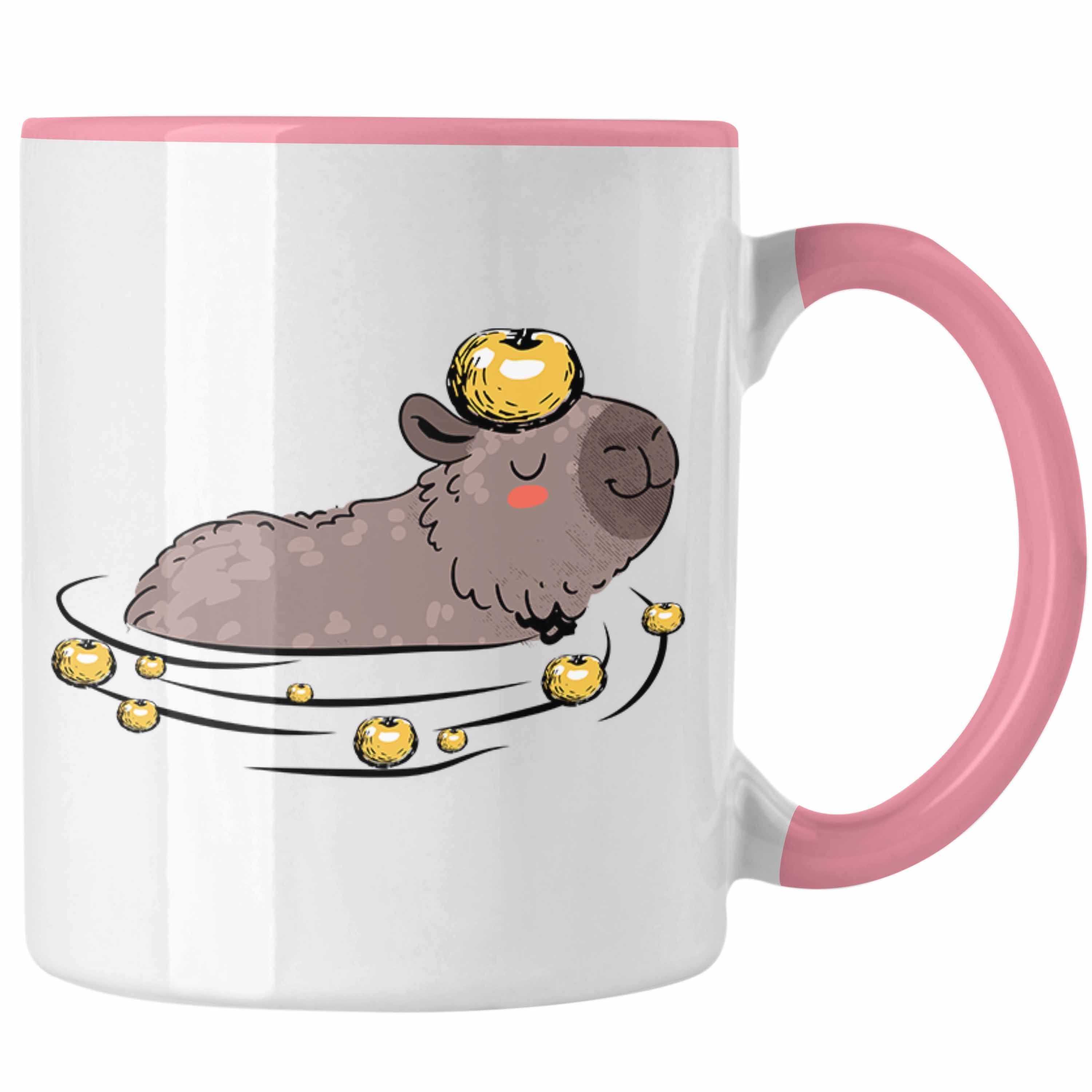 Trendation Tasse Tasse mit Rosa für Capybara Liebhaber Capybara-Motiv Geschenk