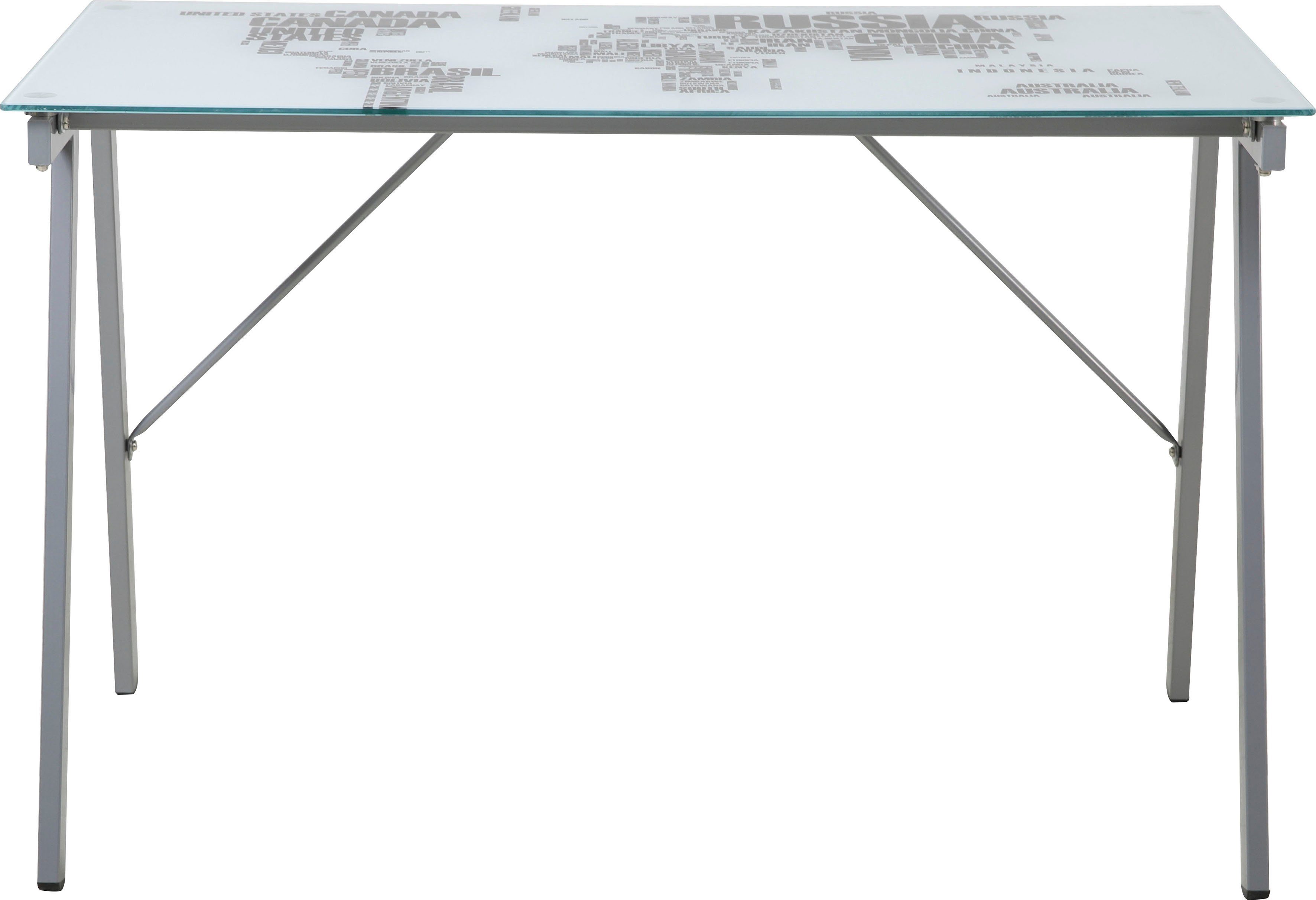 INOSIGN Schreibtisch der Weltkartenaufdruck auf Tullia, Tischplatte mit