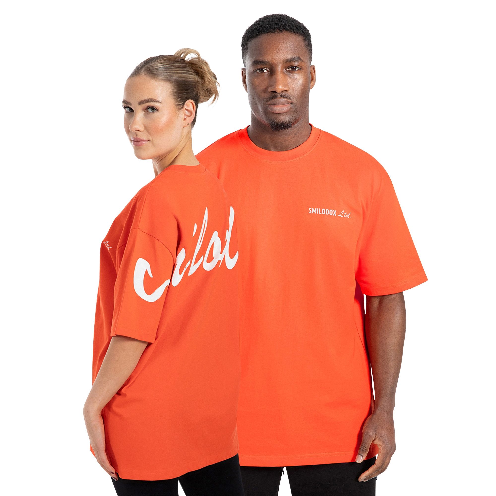 Smilodox T-Shirt Unisex Liquid Brail, Oversize Shirt großes Logo-Print, 100% Baumwolle, Atmungsaktives Funktionsshirt, locker geschnitten, Perfekter Stoff