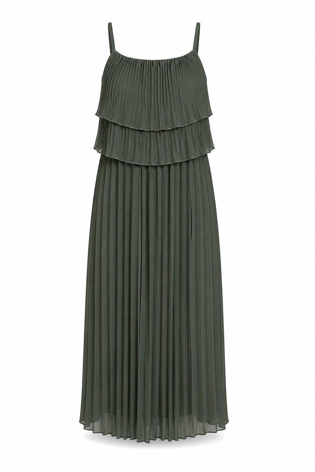 ITALY VIBES Plisseekleid - Maxi-Kleid Damen - langes Abendkleid mit Spaghettiträgern ONE SIZE - passend für Größen S-L