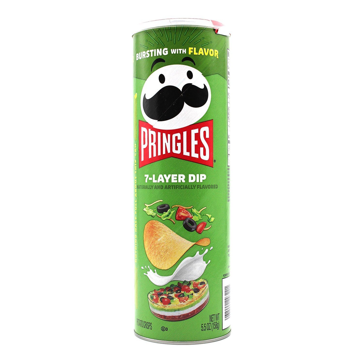 Pringles Knabberei, 1 x 156 g, Pringles 7-Layer Dip Chips – Würziger Tex-Mex Geschmack, Limitierte