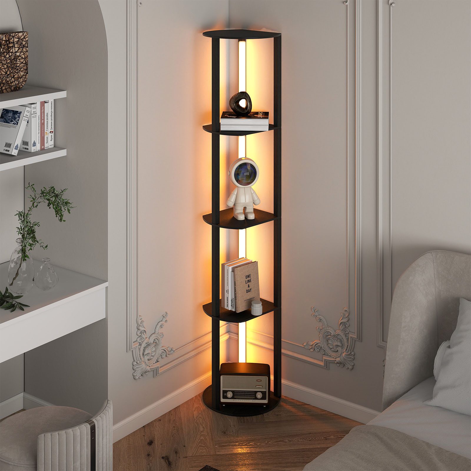 COSTWAY Stehlampe, 163cm, 4 drehbare LED-Streifen, günstig online kaufen