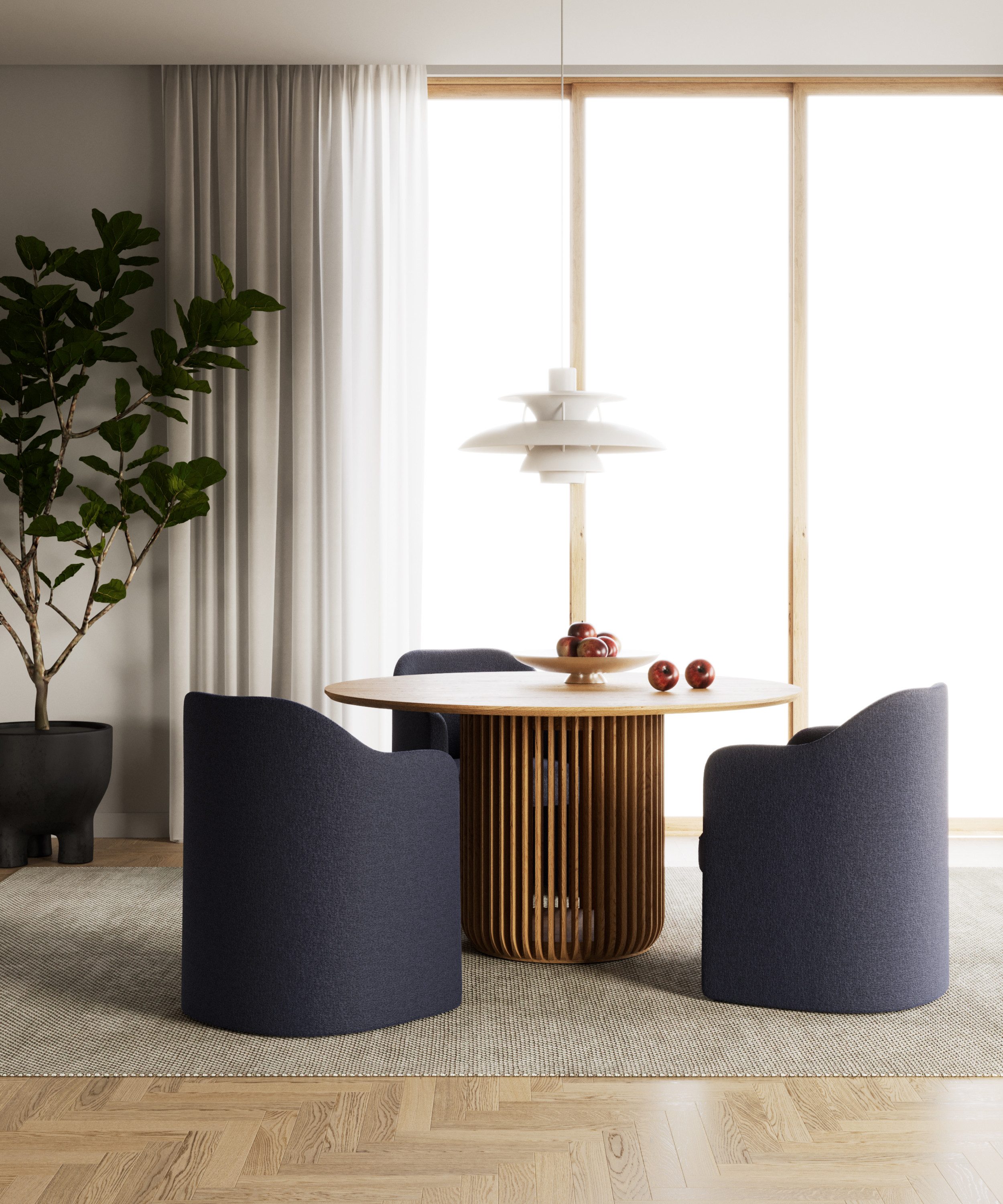 Woodek Design Esstisch FRANZ aus massiver Eiche und Eichenfurnier, natur, Handgefertigt (natur matt lackiert, 1-St., Oberfläche matt lackiert), Maße: 220x105 cm, Höhe 76 cm