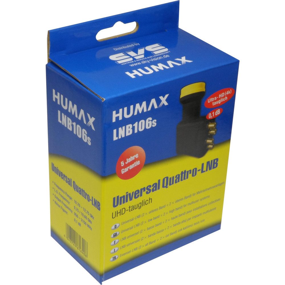 Humax Quattro LNB 106s Gold, 4K UHD, wetterfest, vergoldete Universal-Quattro-LNB