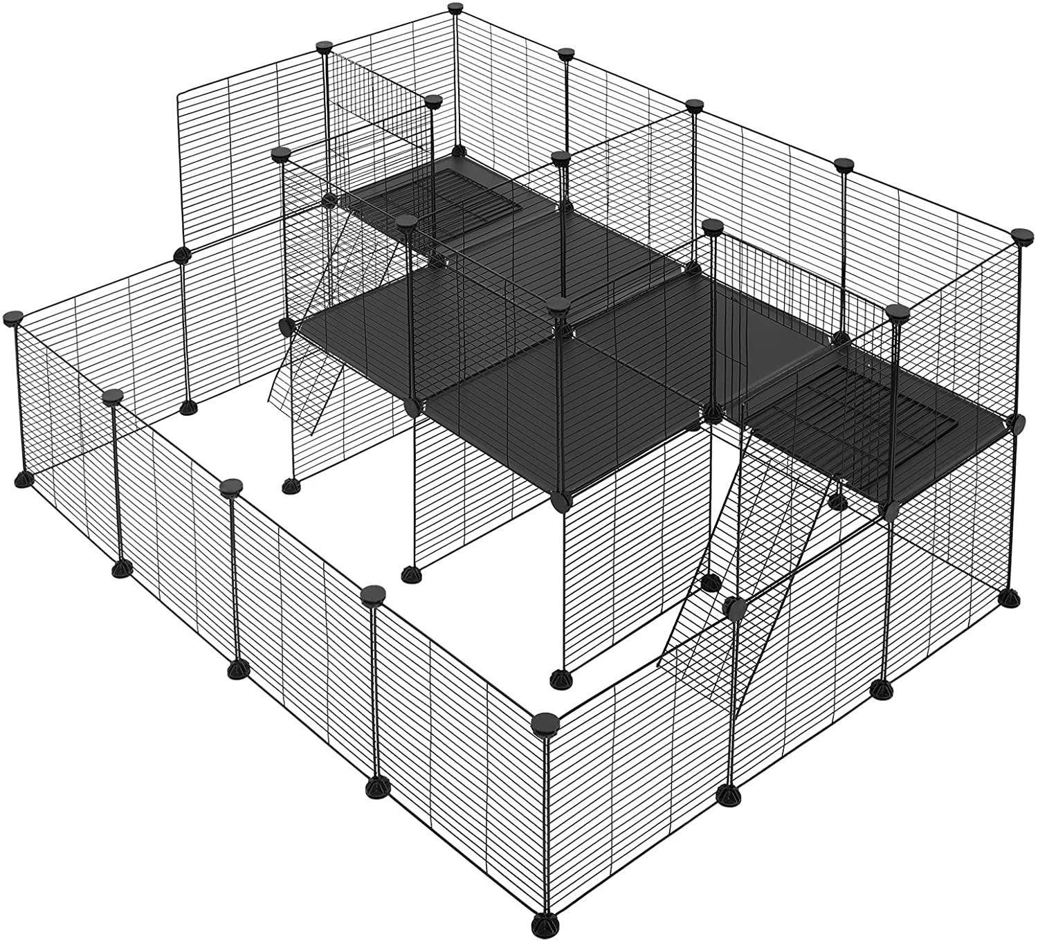 EUGAD Freigehege, für Kaninchen Meerschweinchen, 144,5x108x72cm Schwarz