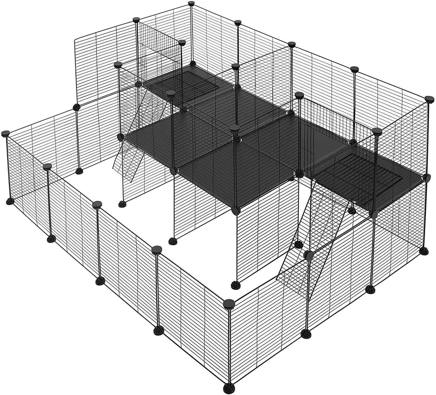 EUGAD Freigehege, für Kaninchen Meerschweinchen, 144,5x108x72cm Schwarz von EUGAD