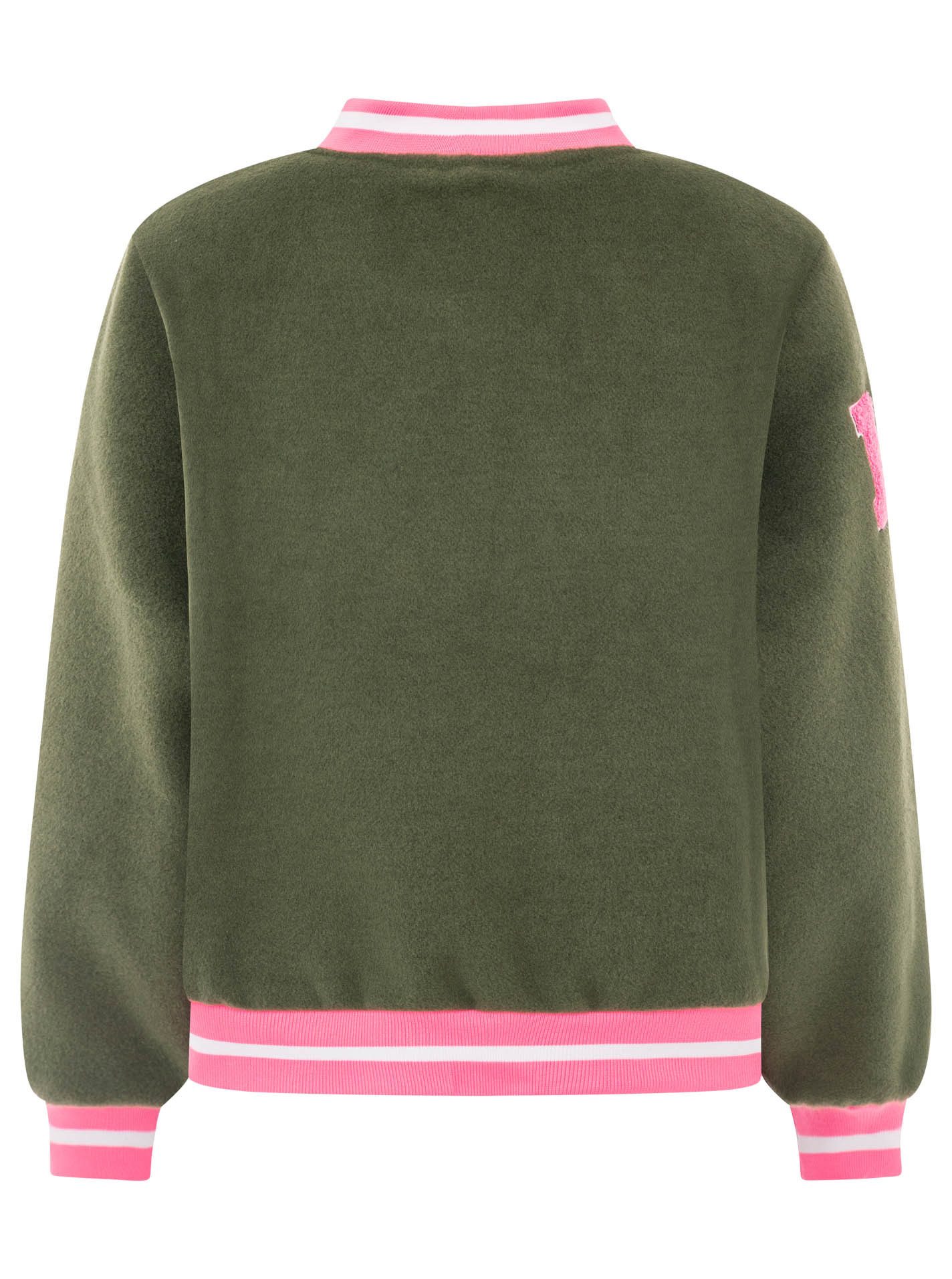 Zwillingsherz Bomberjacke „College Leo“ gestreifte Bündchen, Leodetails und Futter, Druckknopfleiste – Bild 5 von 5