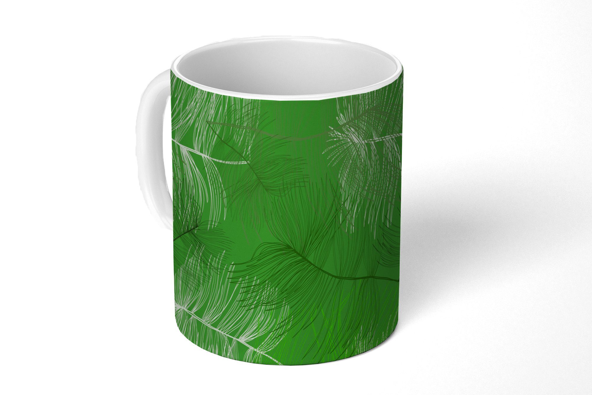 MuchoWow Tasse Muster - Blätter - Grün, Keramik, Kaffeetassen, Teetasse, Becher, Teetasse, Geschenk