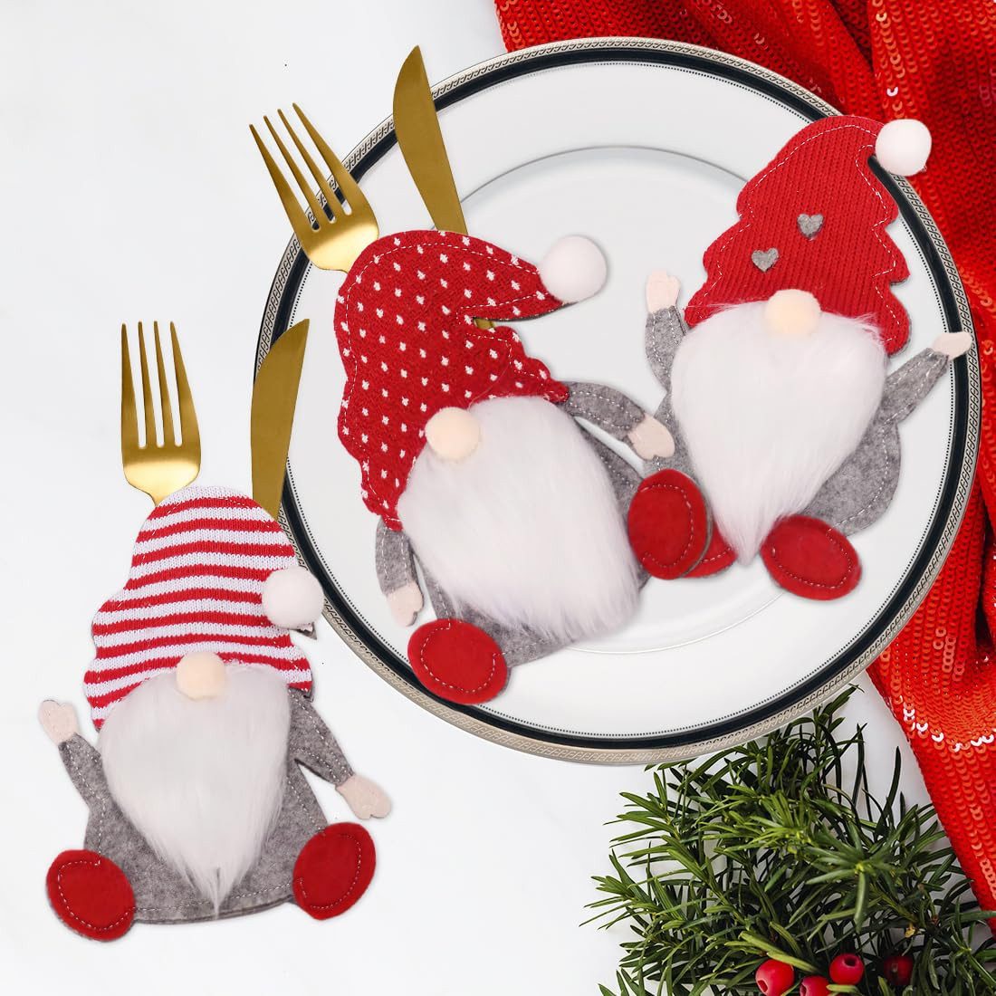FOUORTUNATE-BEE Dekohänger Besteckhalter Weihnachten Filz (Bestecktasche günstig online kaufen