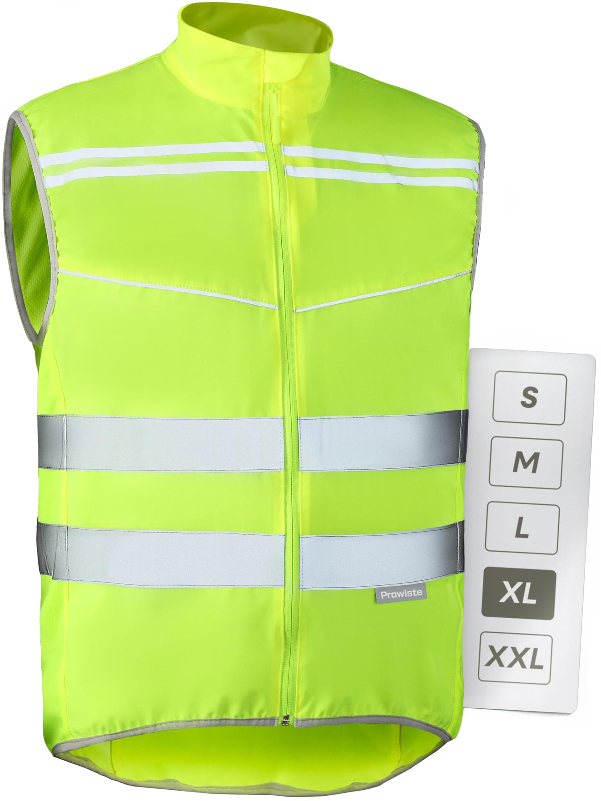 Prowiste Warnweste Fahrradweste Herren & Damen – Hohe Sichtbarkeit in Neon Gelb (Einzelartikel, 1-tlg., 1 x Bike Vest) Atmungsaktiv (Mesh) & Rückentasche – Hohe Sichtbarkeit beim Laufen