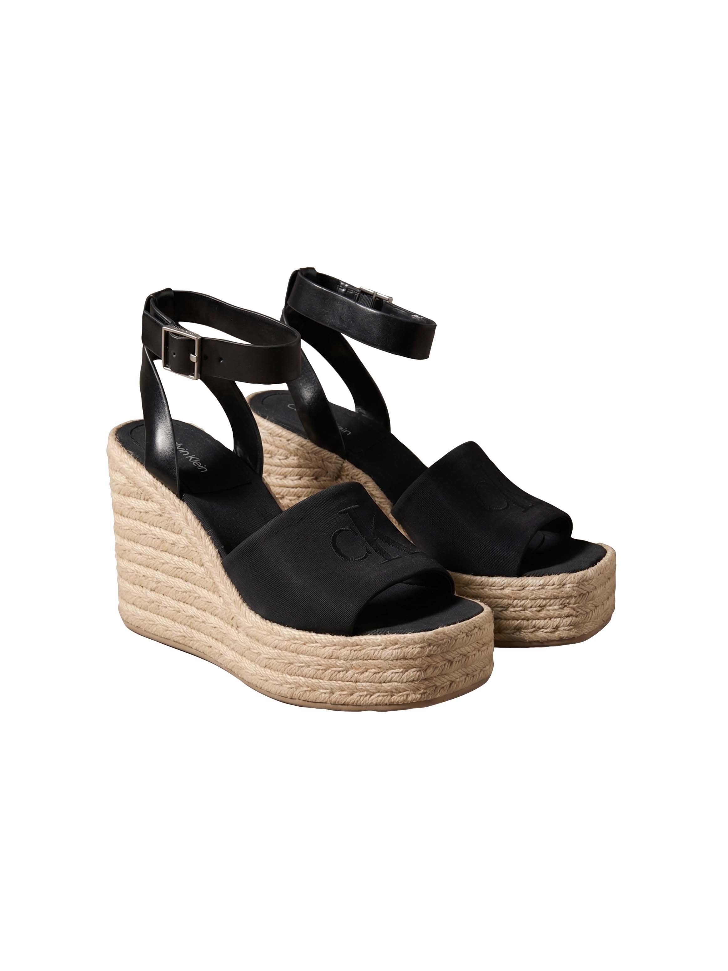 Calvin Klein WEDGE ESPAD 70 NEOPR MG Keilsandalette Sommerschuh, Plateausandale, Keilabsatz, mit Bastbesatz