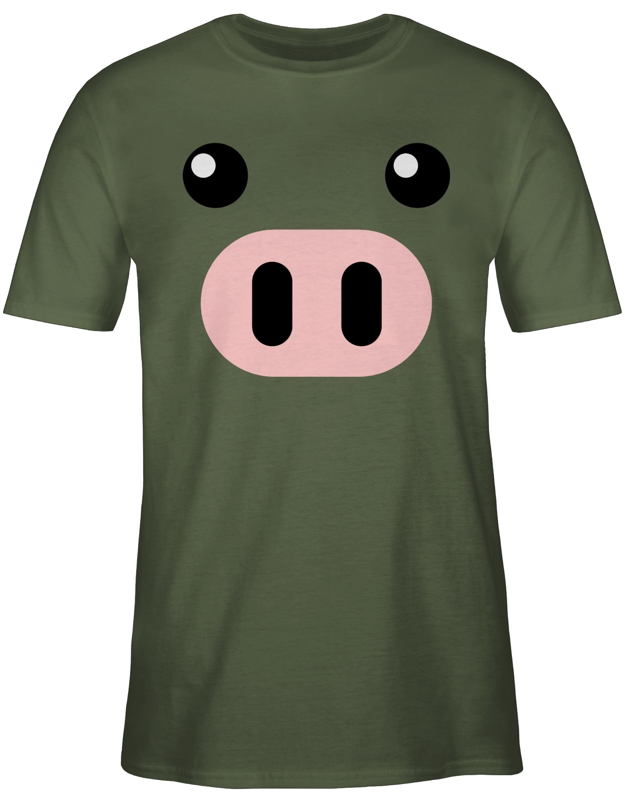 T-Shirt Outfit Grün Schweinchen Pig Karneval Schweinebau Shirtracer - Sau Ferkel Army 2 Kostüm Schwein Schweine