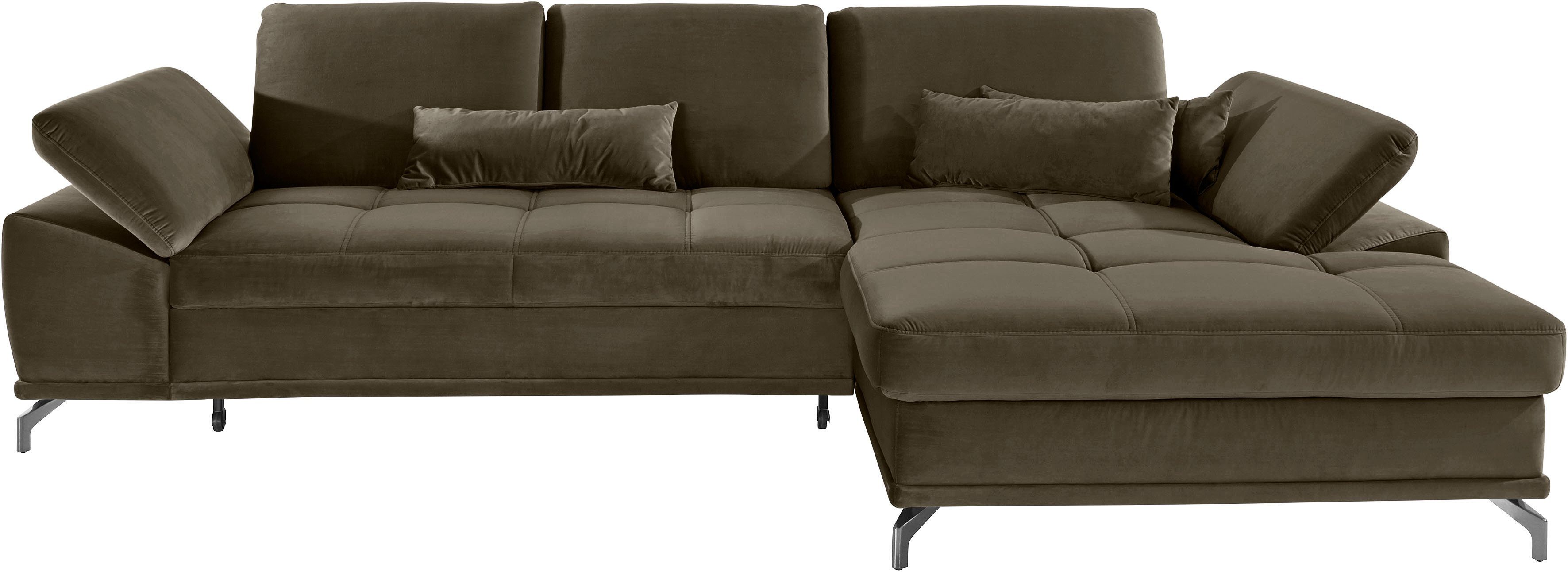 OTTO home Ecksofa Costello L-Form, B: 301 cm mit Sitztiefen-, Armteilverstellung &, 3 Nierenkissen, optional Bettfunktion & Bettkasten