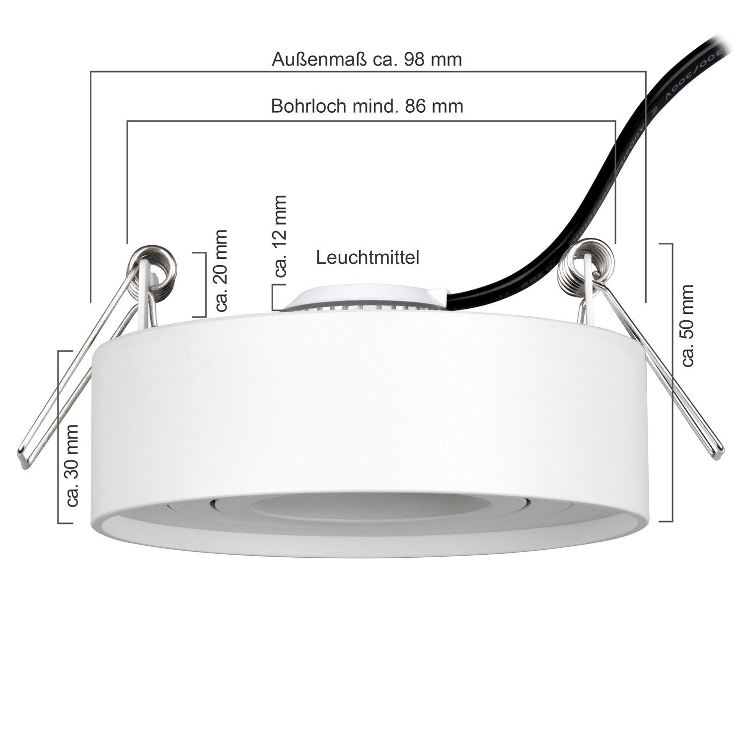 LEDANDO von Leuchtmittel 3er LED weiß Set LED 5W extra Einbaustrahler mit in flach Einbaustrahler