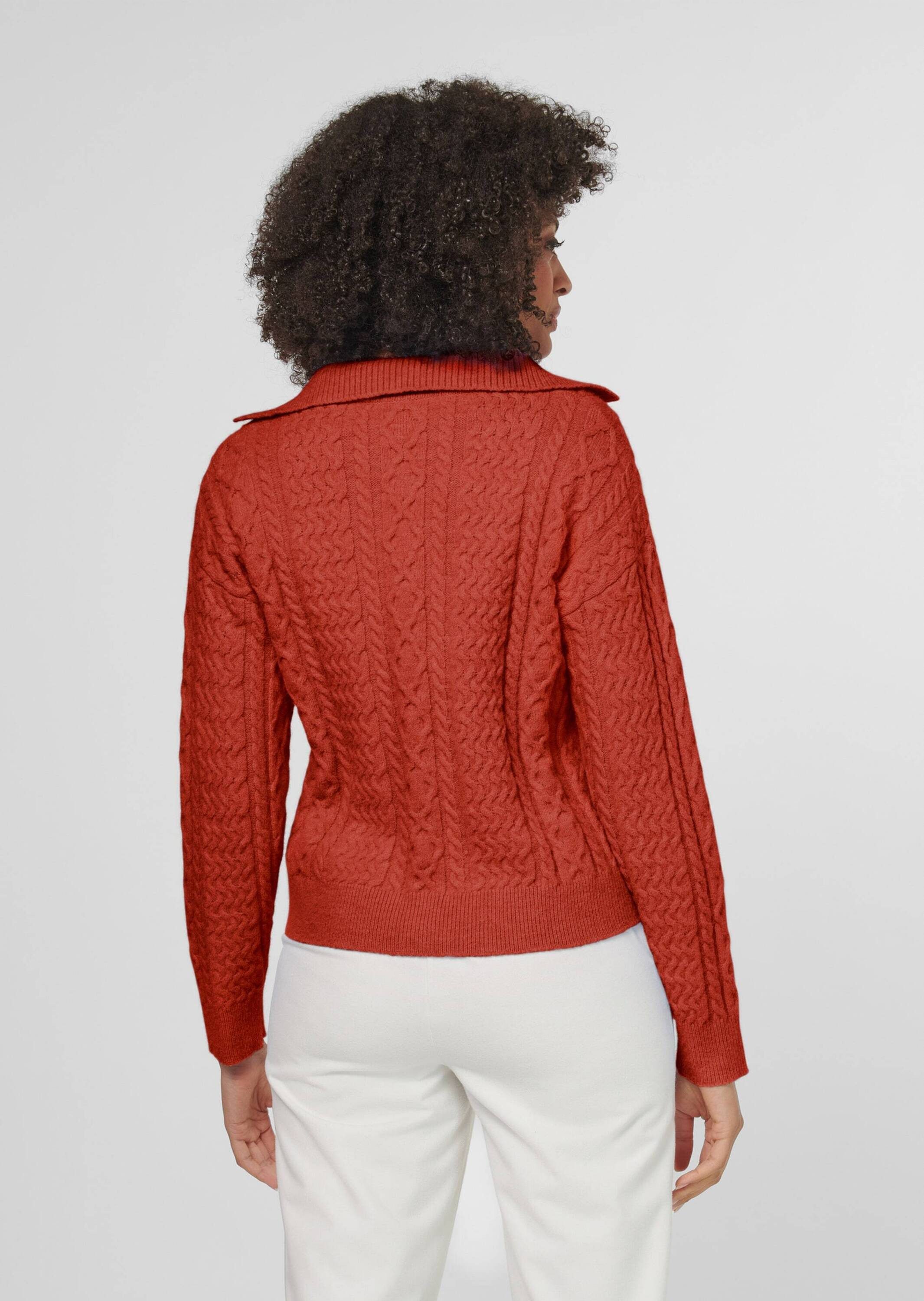 MADELEINE Strickpullover Zopfpullover mit V-Ausschnitt