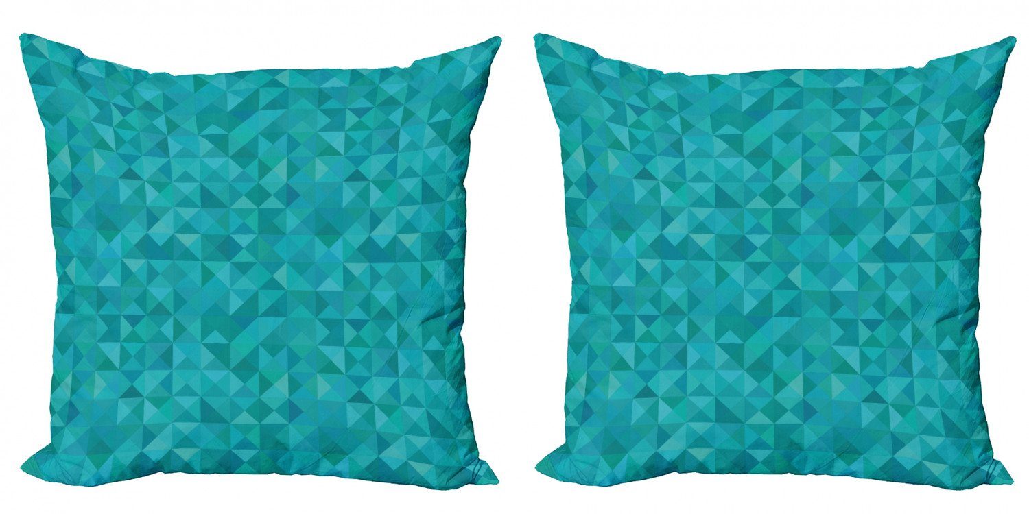 (2 Doppelseitiger Stück), Teal Accent Triangles Kissenbezüge Digitaldruck, Moderne Modern Squares Abakuhaus