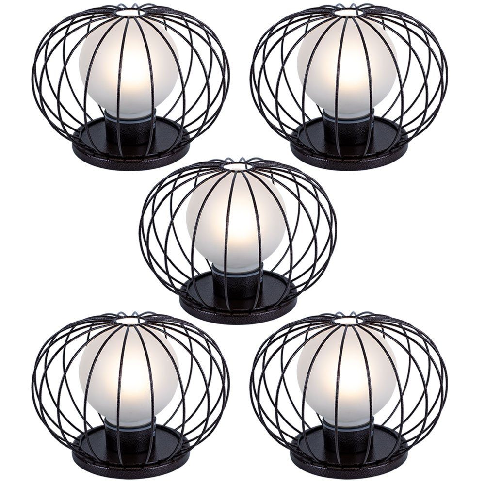 etc-shop Außen-Tischleuchte, Leuchtmittel Außenleuchte Gartendeko 5er Set Tischlampe nicht Stahl Dekoleuchte Gitter inklusive