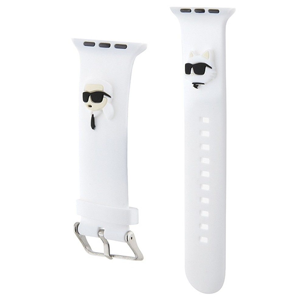 KARL LAGERFELD Smartwatch-Armband Ersatzarmband Wechselarmband Sportarmband, 3D-Motiv Karl & Choupette, Silikon, Edelstahlschnalle