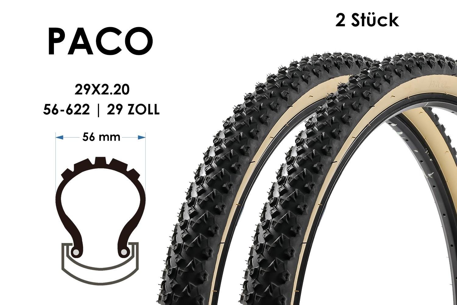 Paco Fahrradreifen 2 Stück 29 Zoll Paco Tires MTB Fahrrad Reifen