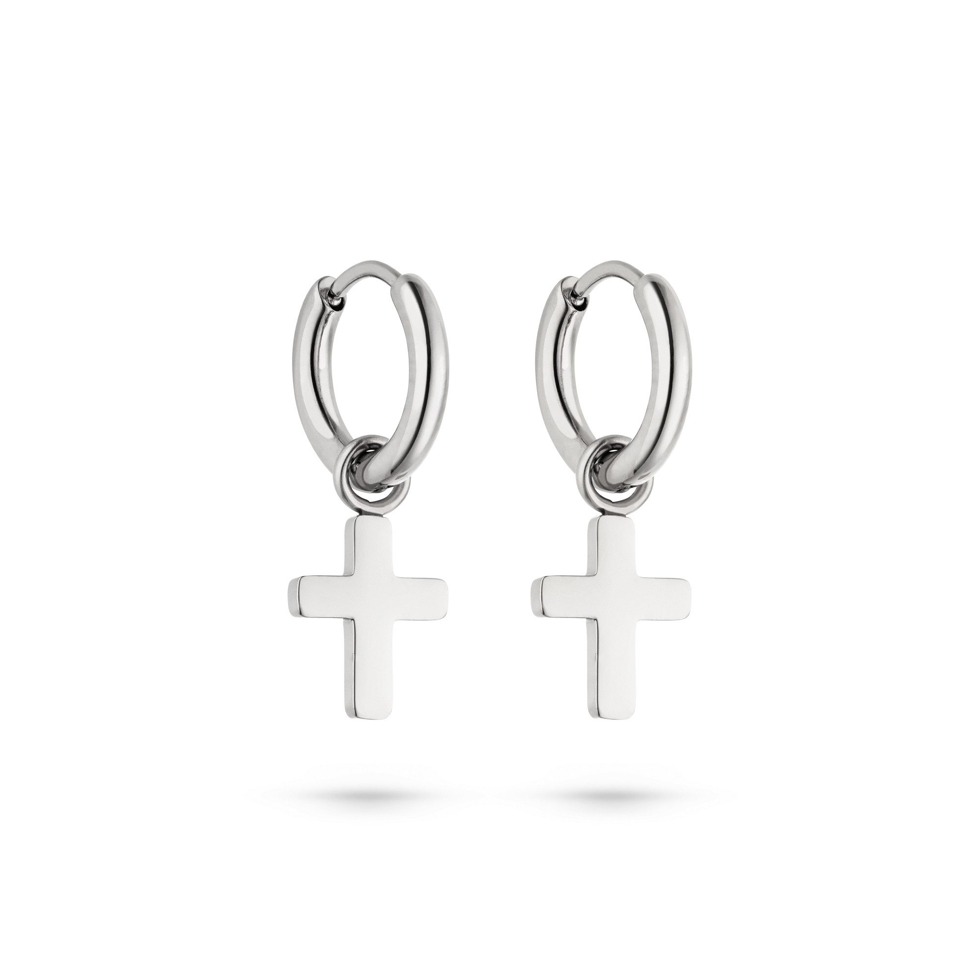 Paar Creolen mit abnehmbaren Kreuz-Einhängern, Modern Cross