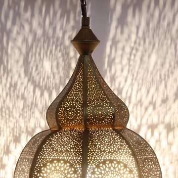 Casa Moro Deckenleuchte Orientalische Lampe Hayat gold mit E27 Fassung im Antik-Gold Look, ohne Leuchtmittel, Prachtvolle Pendelleuchte wie aus 1001 Nacht