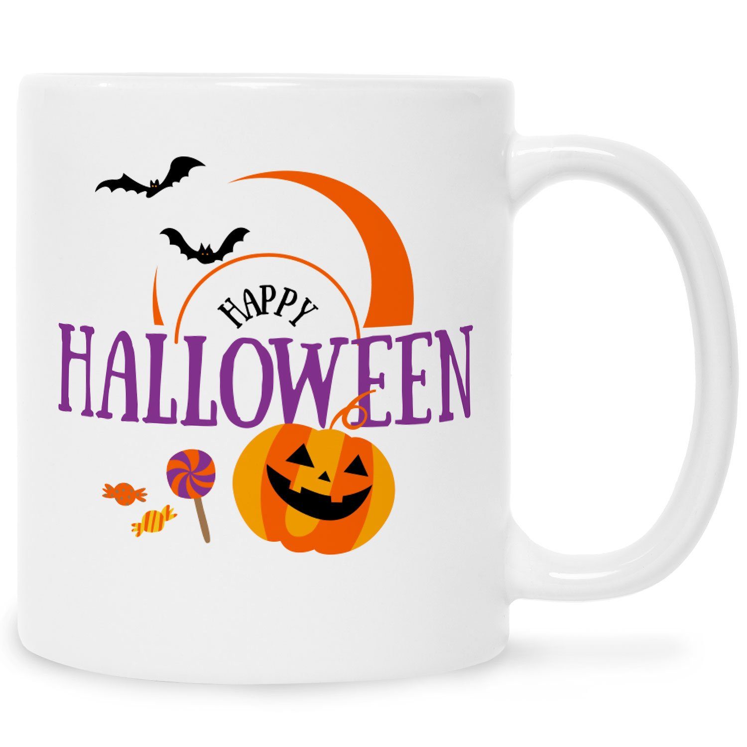 GRAVURZEILE Tasse mit Motiv - im Happy Halloween Design - Geschenk für Sie & Ihn Weiß