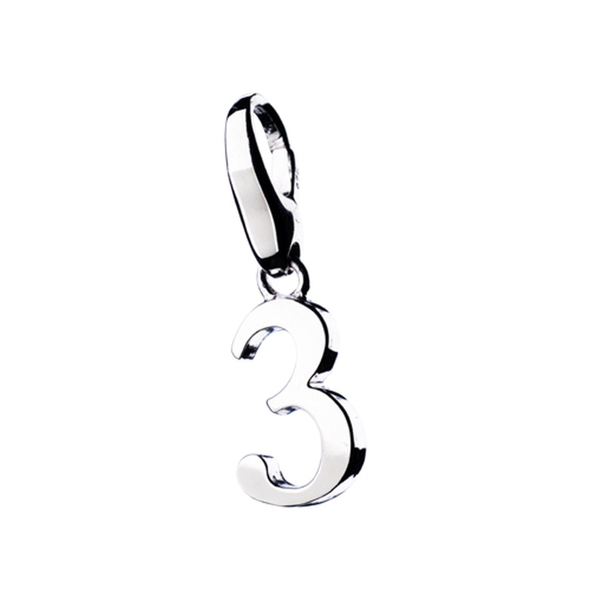 Charm-Einhänger Zahl 3, Silber 925