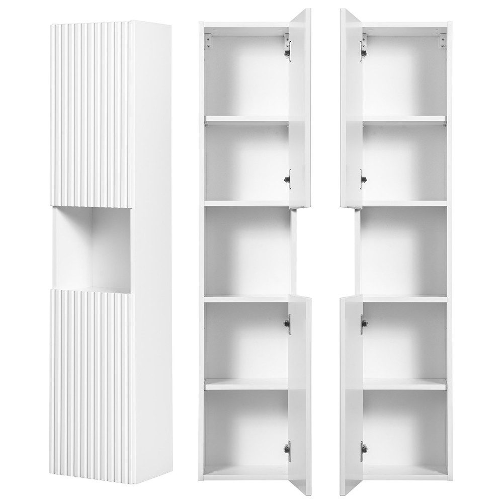 Lomadox Hochschrank NEWPORT-56-WHITE Badschrank, weiß mit gerillter Front, günstig online kaufen