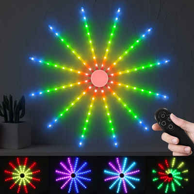 Rosnek LED-Lichterkette »LED Feuerwerk Lichterkette,18 Modi,RGB Außen Innen Beleuchtung Weihnachtsdeko«, Drahtlose RF-Fernbedienung