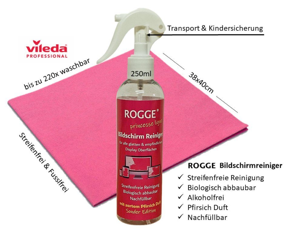 Thumbnail - Rogge Princesse Ligne Sonder Edition Bildschirmreiniger Bildschirmreinigungstuch (Set, 2-tlg., 1x 250 Displayreiniger, 1...