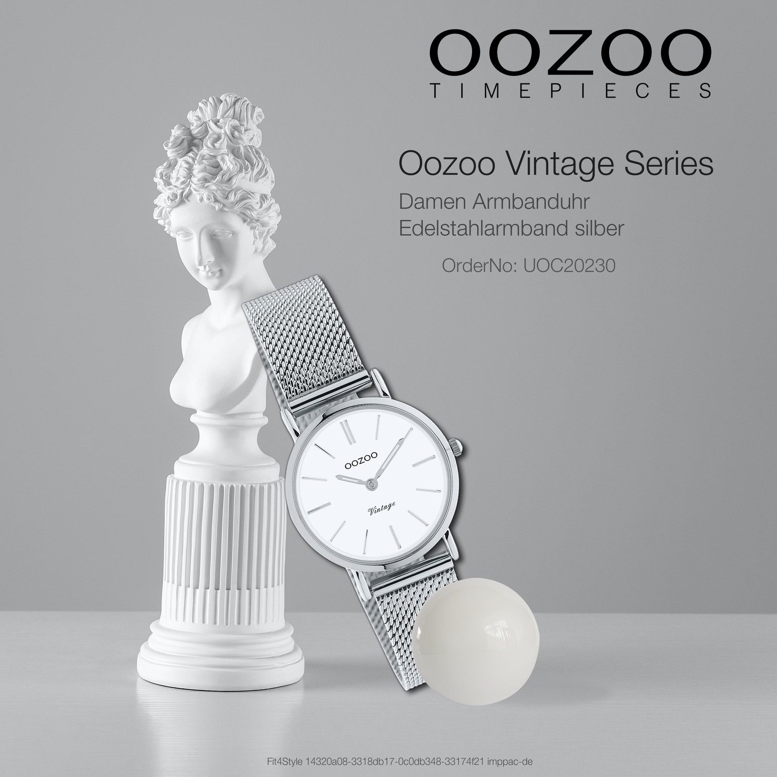 Armbanduhr OOZOO klein (ca 28mm) Edelstahlarmband, Quarzuhr Elegant-Style Analog, silber rund, Herrenuhr Unisex Damen, Oozoo